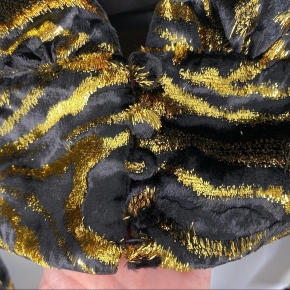 Grlfrnd Black & Gold Moreen Cropped Blouse Medium - Picture 5 of 8
